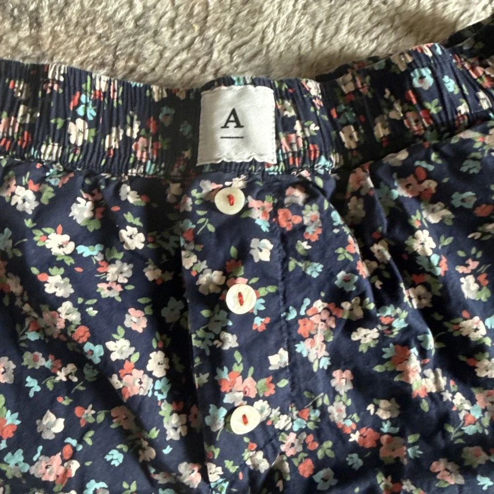 Anthropologie The Wren Boxer Shorts Women Size XXS Blue Floral Print